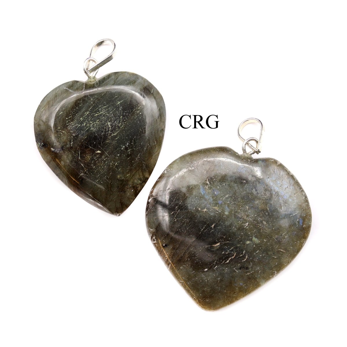Labradorite Heart Pendant with Silver Plated Bail (1 Inch) (1 Piece)