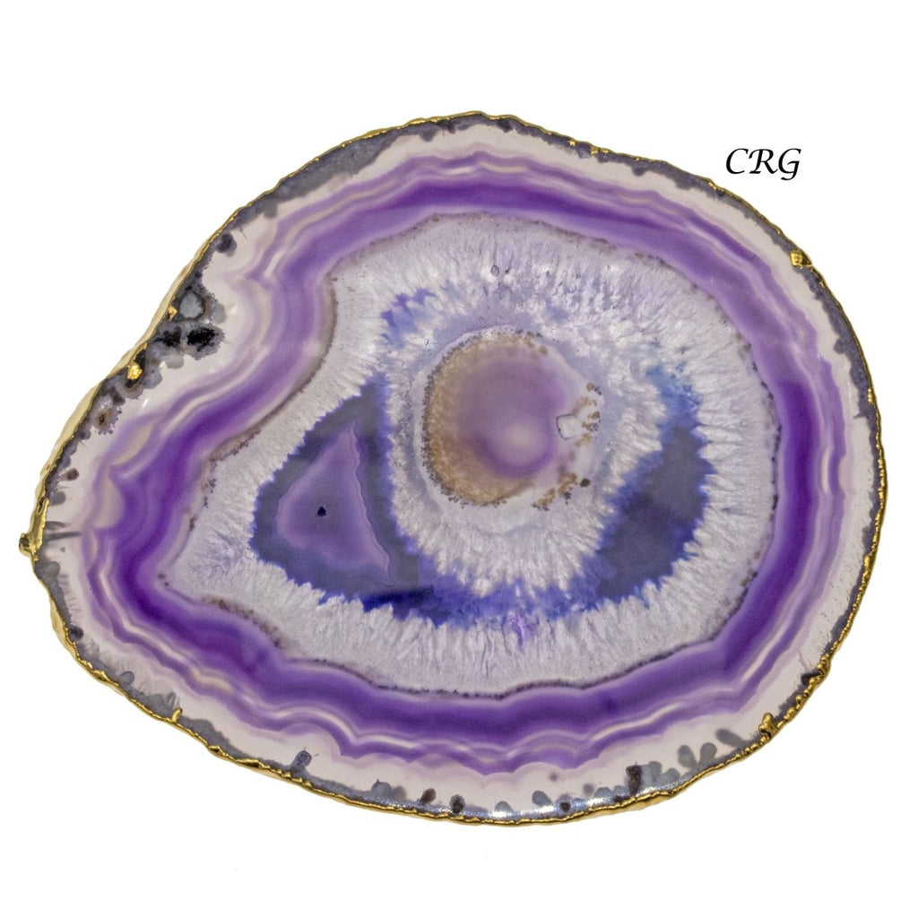 QTY 1 - Purple Gold Plated Agate Slice / #4 / 4-4.5"