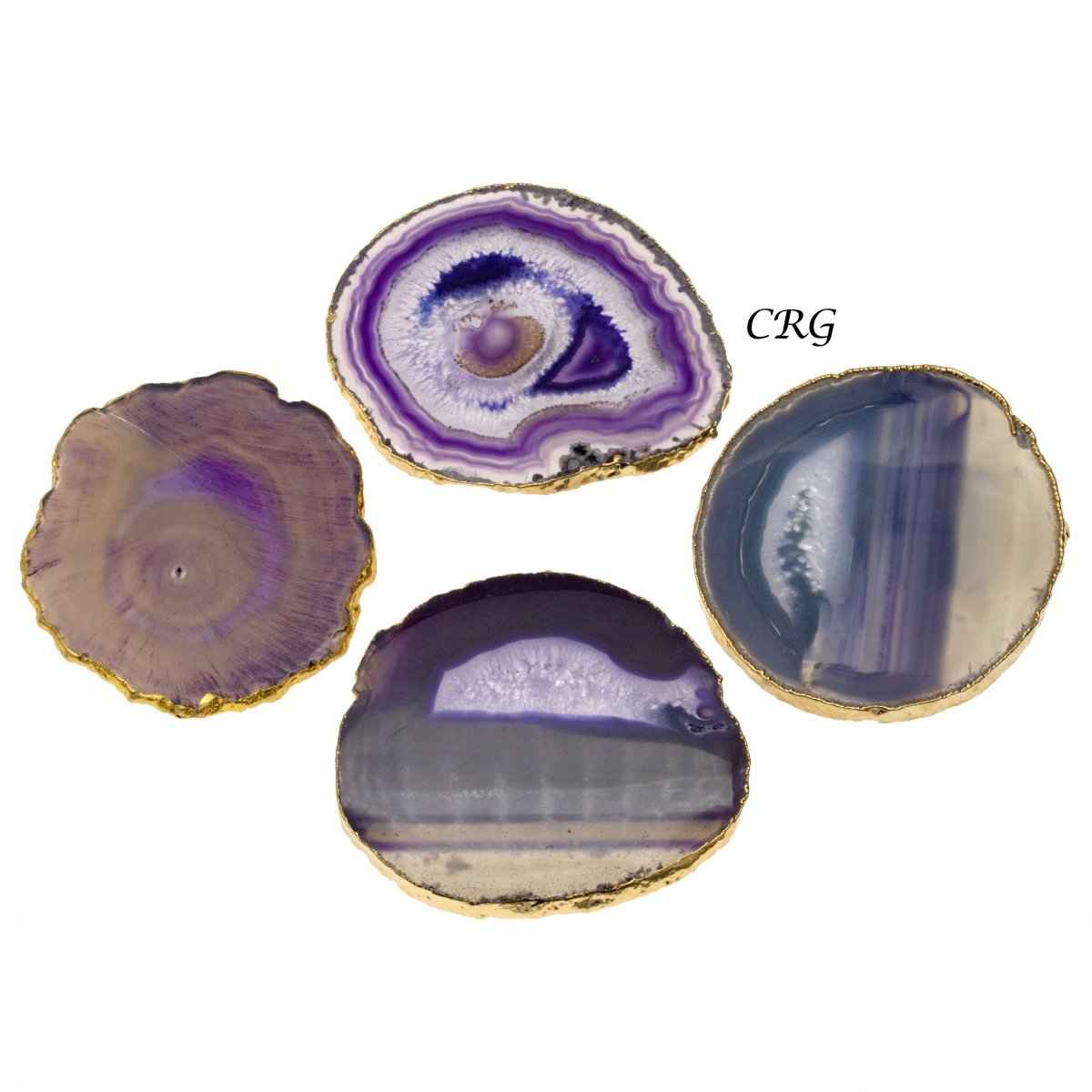 QTY 1 - Purple Gold Plated Agate Slice / #4 / 4-4.5"