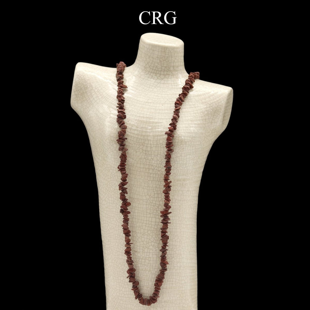 Red Jasper Strand Chip Necklace (32 Inches) (1 Piece)