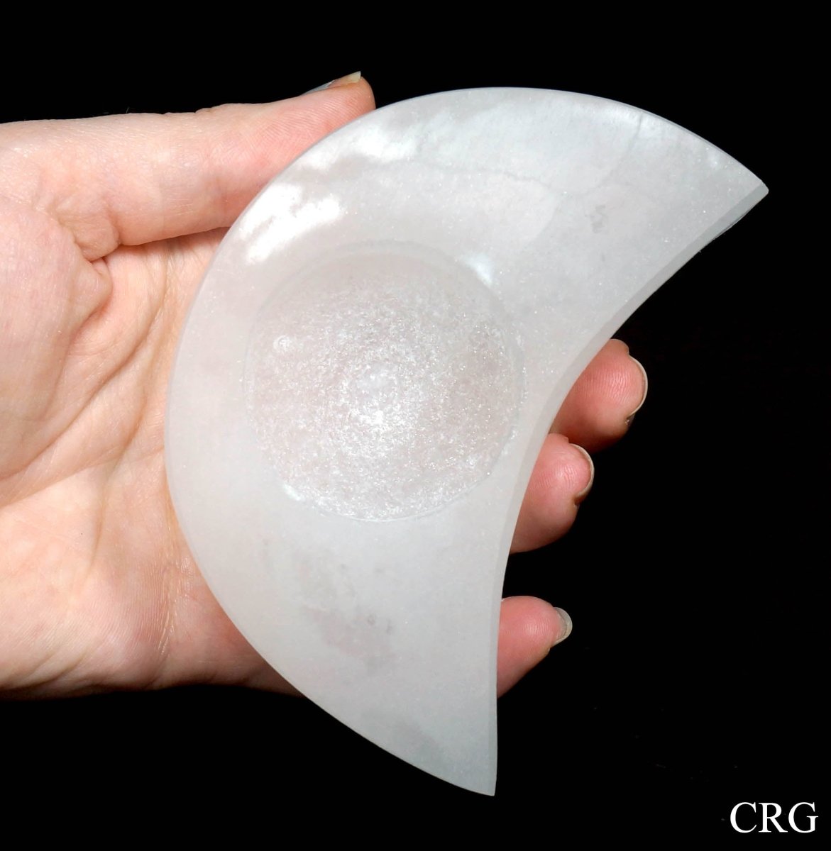 Scratch and Dent Selenite Moon Tea light Candle Holder 4 in (1 Piece)