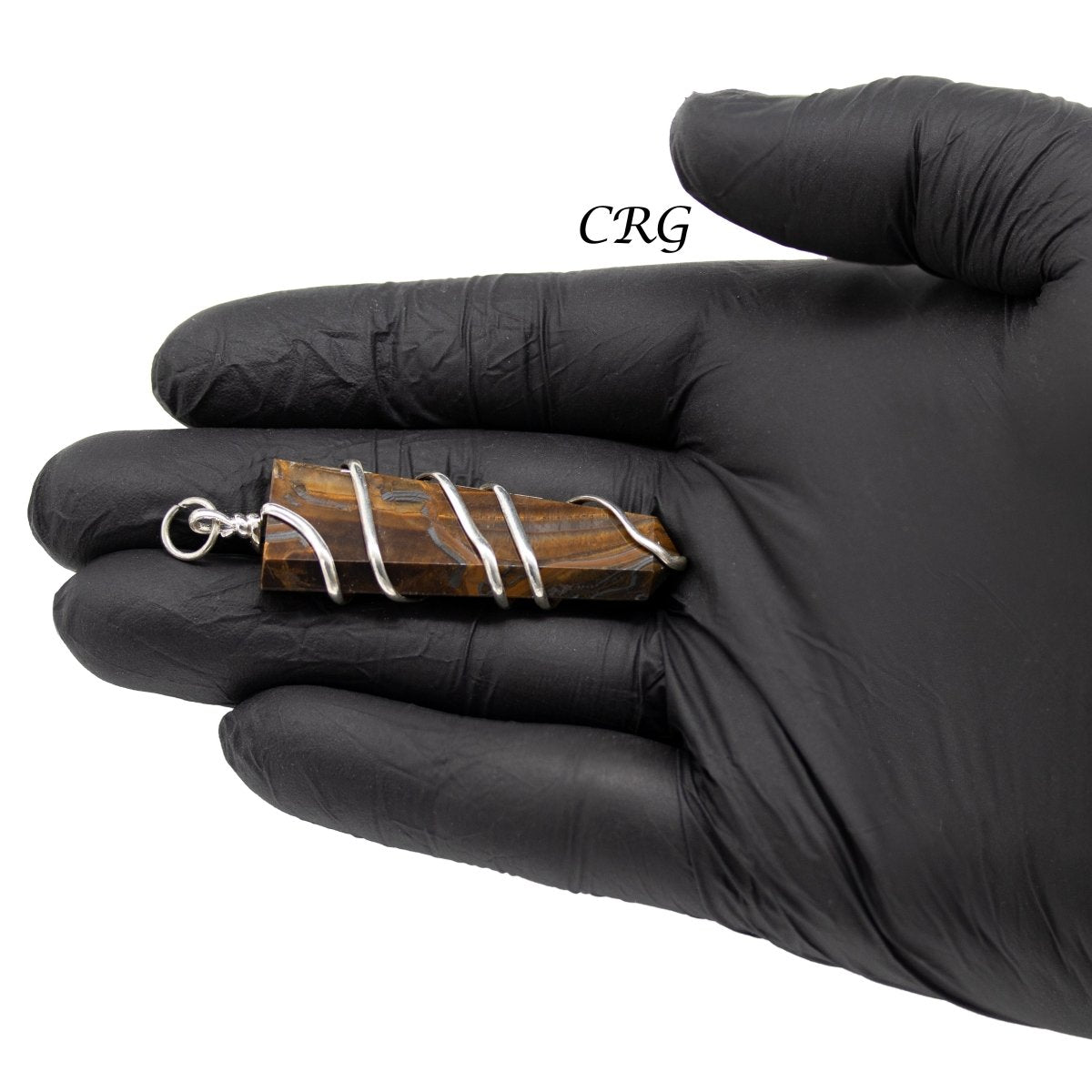 QTY 1 - Tiger Eye Flat Point Pendant w/ Silver Spiral Wrapping 2.5" Avg