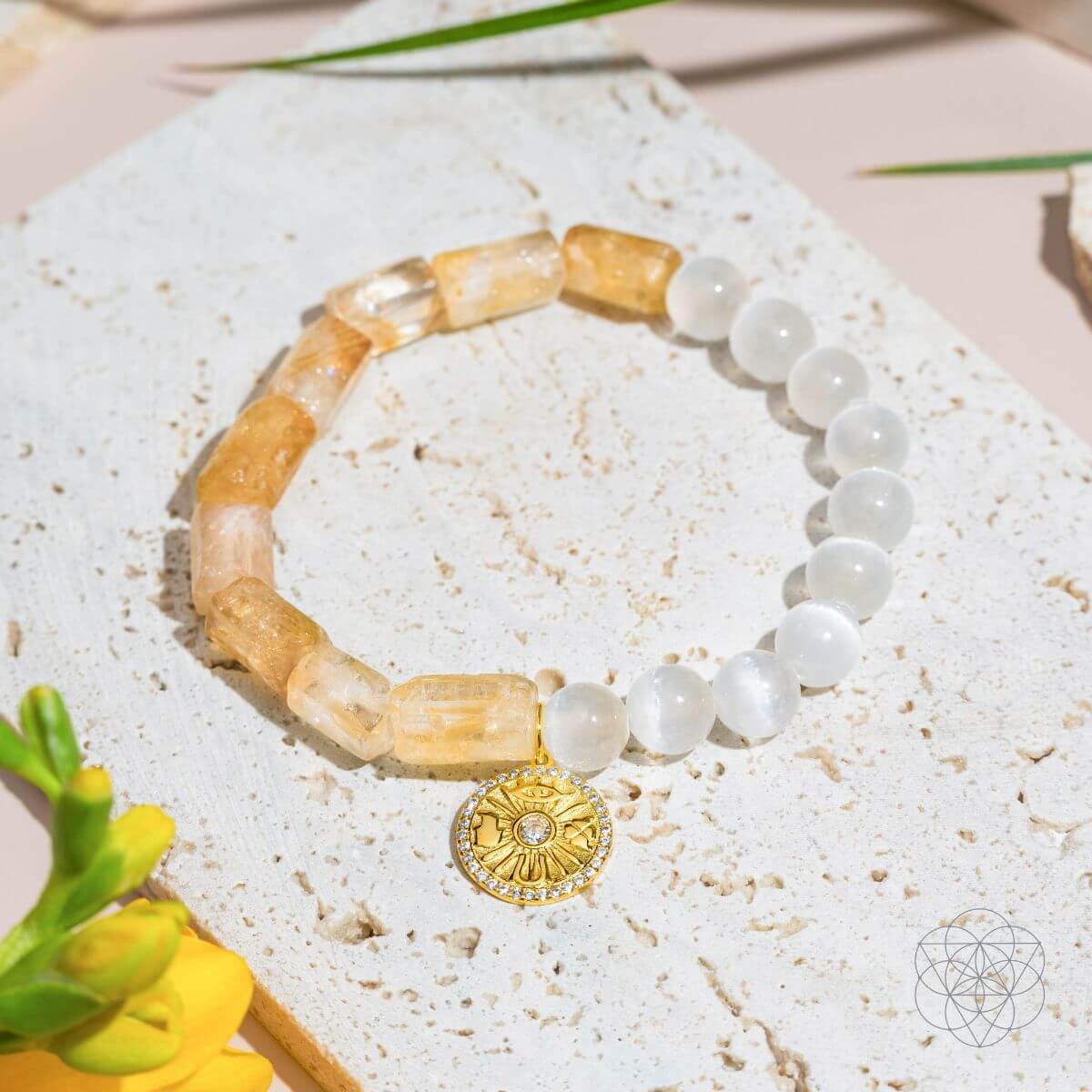 Quartet of Luck - Citrine & Selenite Bracelet of Serendipity | Bracelet | Wiccan Center