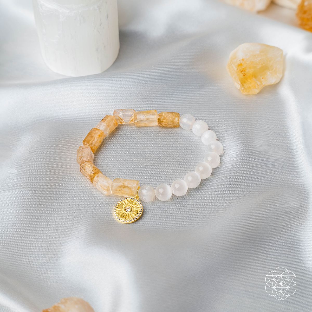 Quartet of Luck - Citrine & Selenite Bracelet of Serendipity | Bracelet | Wiccan Center