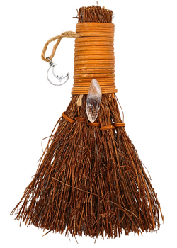Quartz Crystal Pumpkin Witch's Broom | Brooms | Wiccan Center