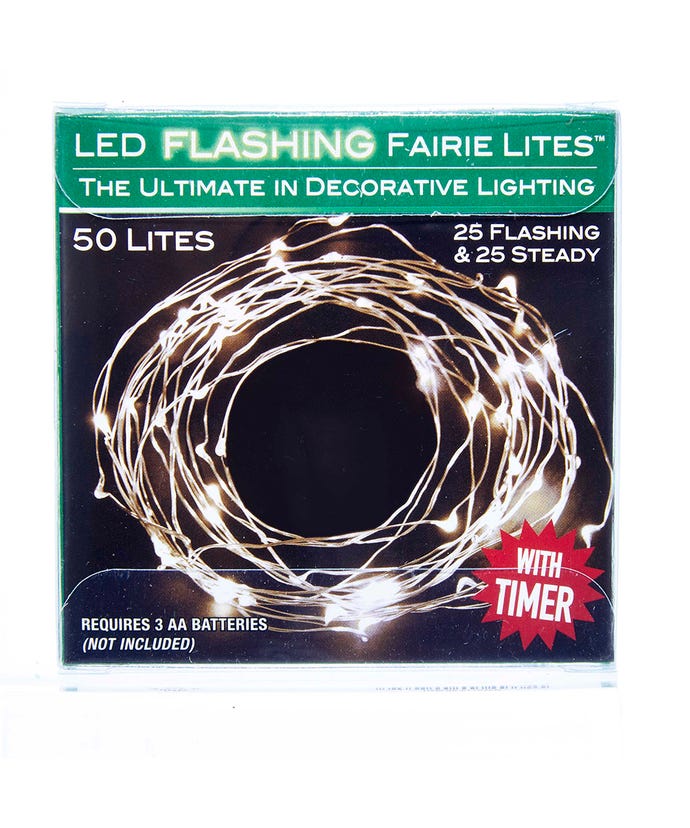 Battery-Operated 50-Light LED Fairy Flashing Light Set - Cool White | Home & Living >> Lighting >> Novelty | Wiccan Center