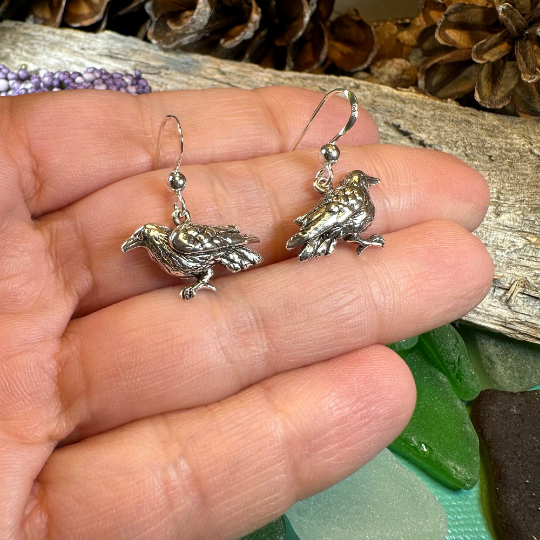 Morgana Raven Earrings in Sterling Silver