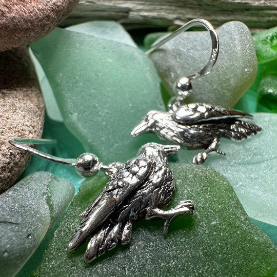 Morgana Raven Earrings in Sterling Silver