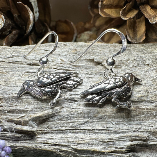 Morgana Raven Earrings in Sterling Silver