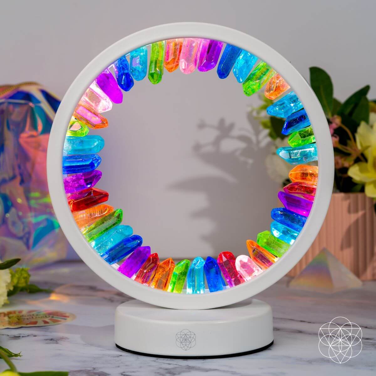 Rainbow After the Storm - Clear Quartz Lamp of Hope | Night Light | Wiccan Center
