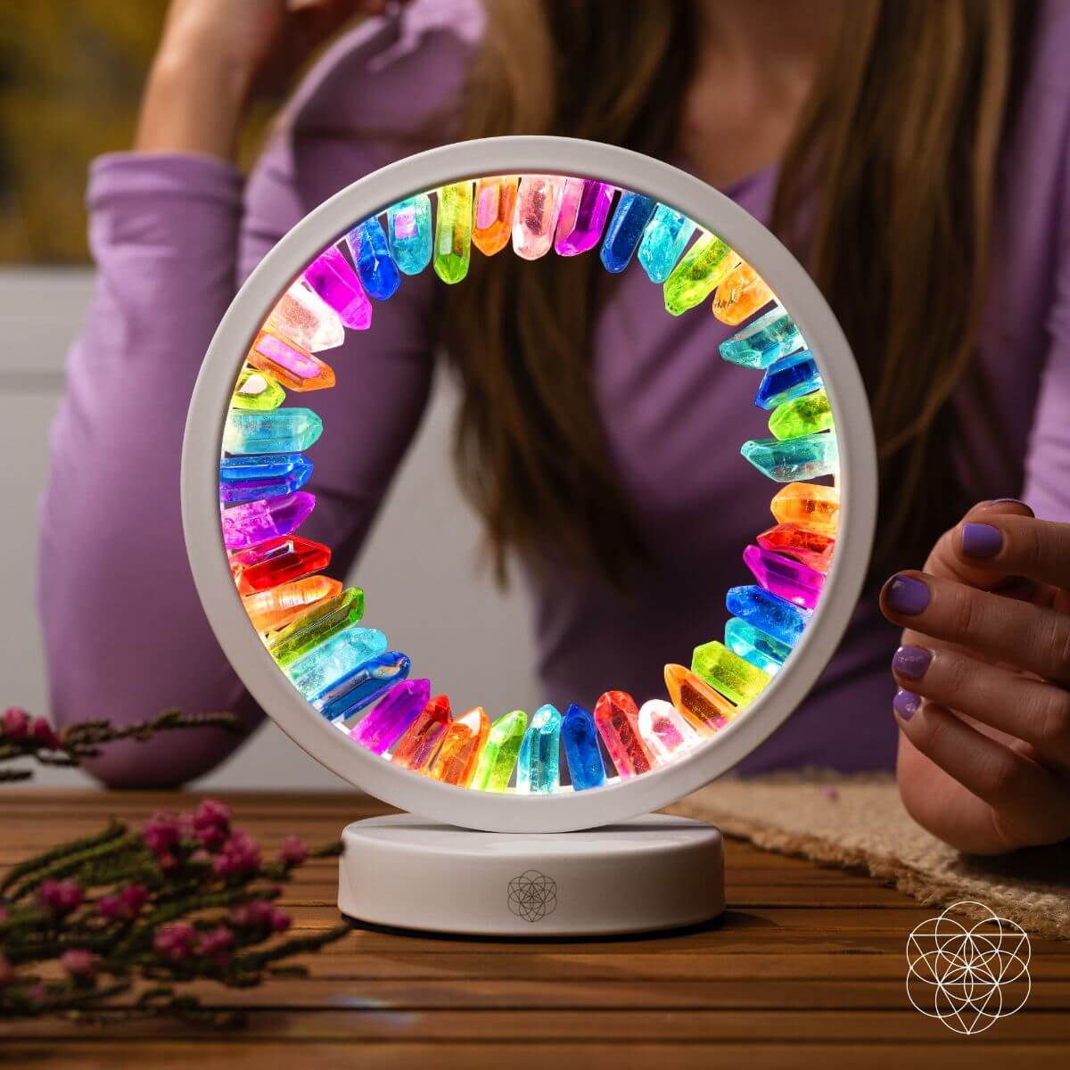 Rainbow After the Storm - Clear Quartz Lamp of Hope | Night Light | Wiccan Center