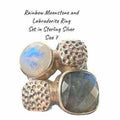 Rainbow Moonstone & Labradorite Ring Size 7 "Mystical Duality" | Rings | Wiccan Center