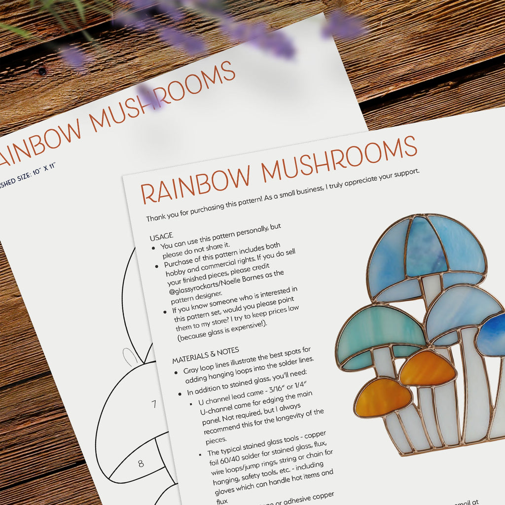 Rainbow Mushroom Troop Stained Glass Pattern and PNG | Crafting Patterns & Molds | Wiccan Center