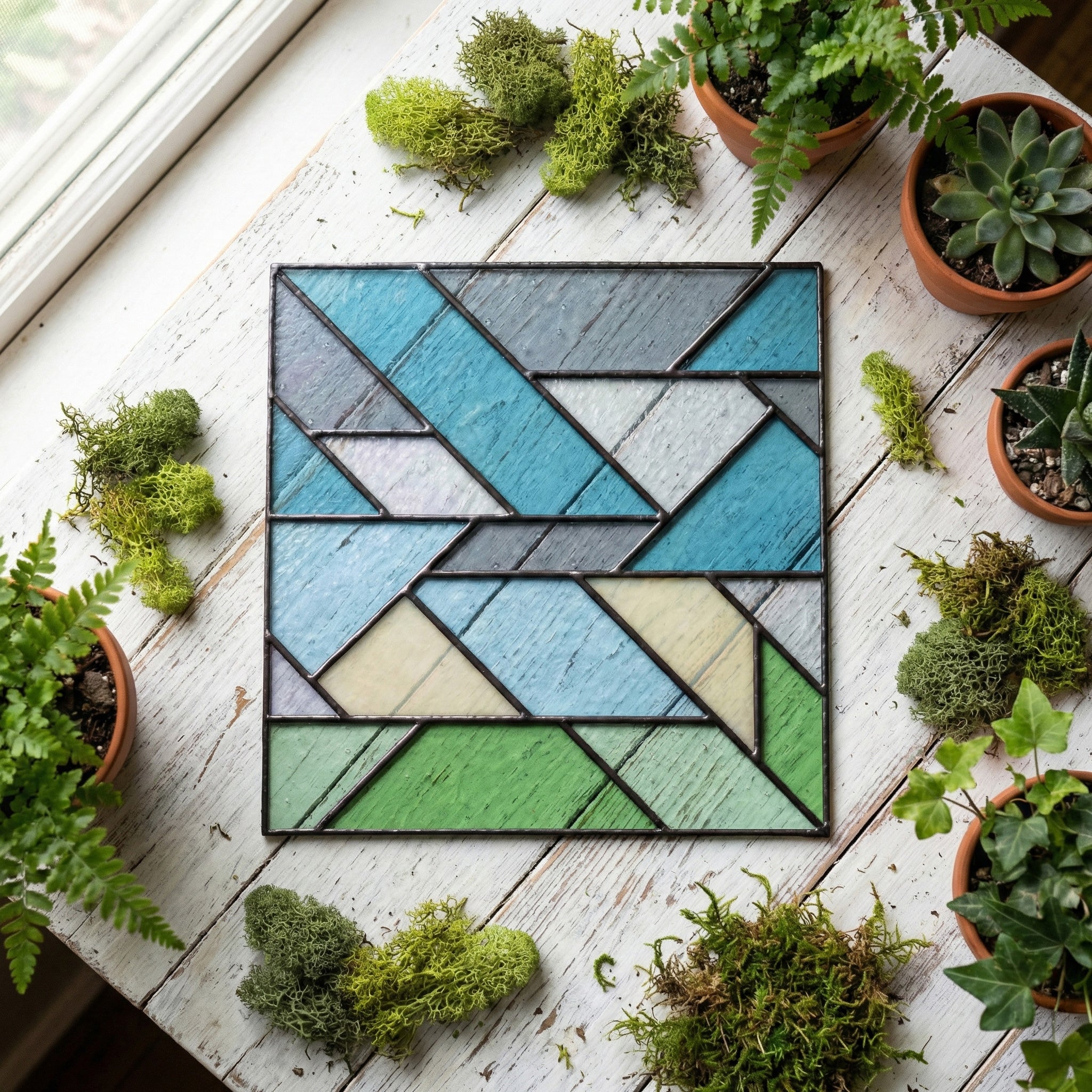 Geometric Square Beginner Stained Glass Pattern | Crafting Patterns & Molds | Wiccan Center