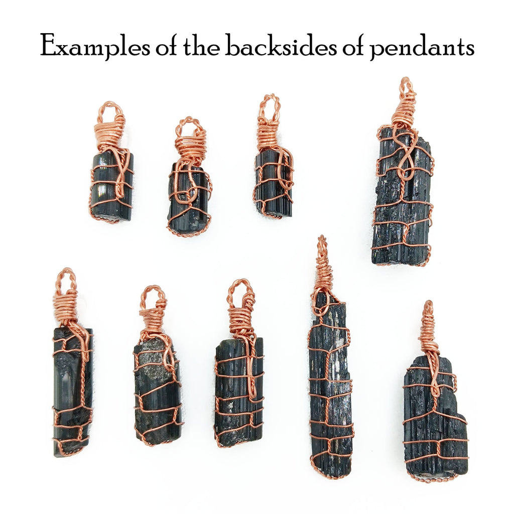 Raw Black Tourmaline Crystal Pendant Necklace, Copper Wire-Wrapped, Handmade | Wire Wrapped Pendant | Wiccan Center