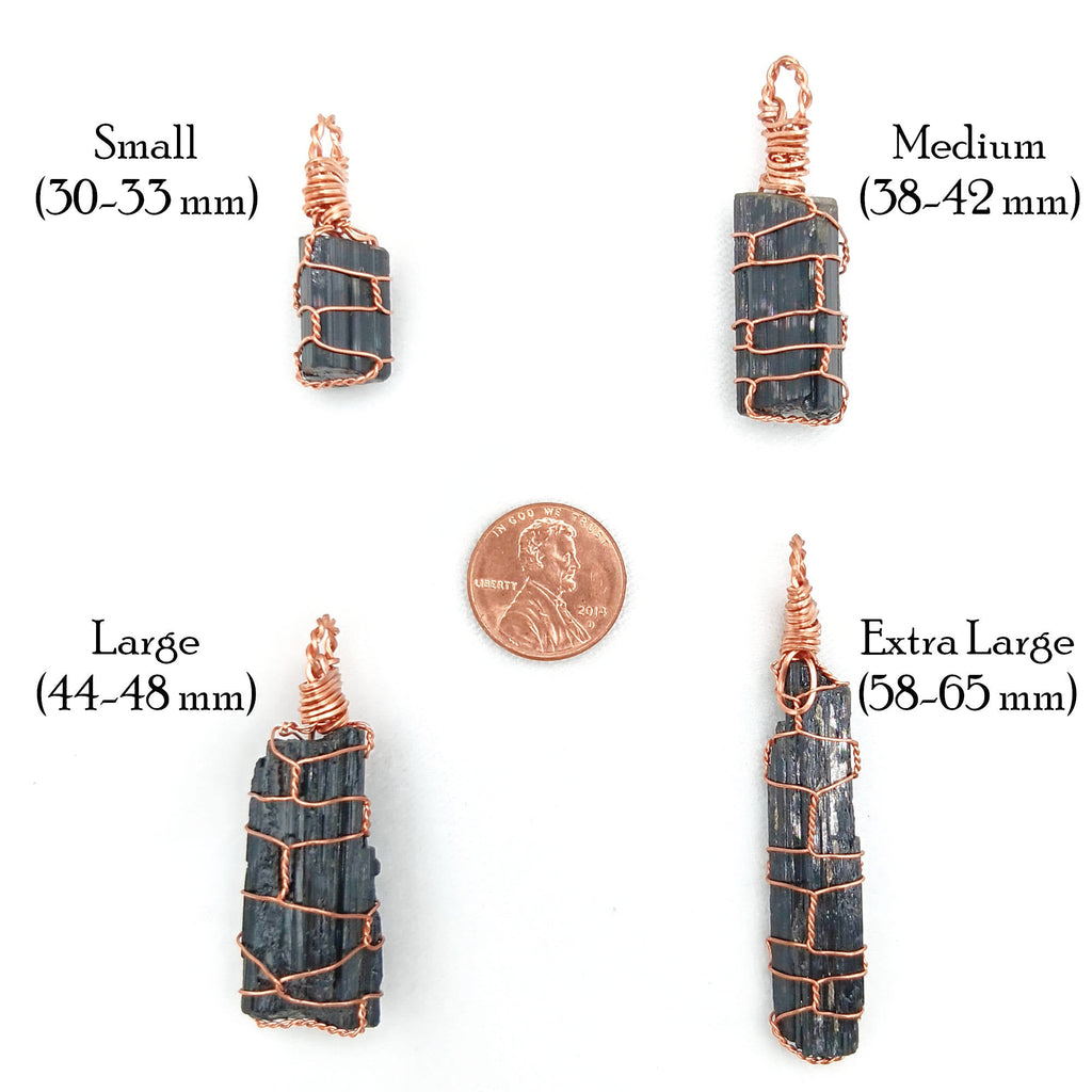 Raw Black Tourmaline Crystal Pendant Necklace, Copper Wire-Wrapped, Handmade | Wire Wrapped Pendant | Wiccan Center