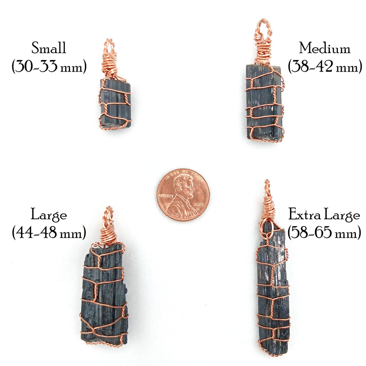 Raw Black Tourmaline Crystal Pendant Necklace, Copper Wire-Wrapped, Handmade