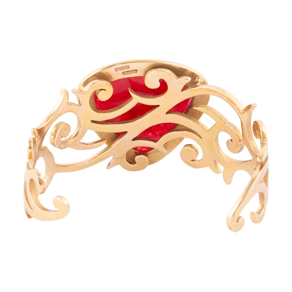 Red Bordeaux Quartz Golden Statement Cuff Bracelet | Bracelets | Wiccan Center