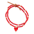 Red Coral Hart Golden Stretch Bracelet Set | Bracelets | Wiccan Center