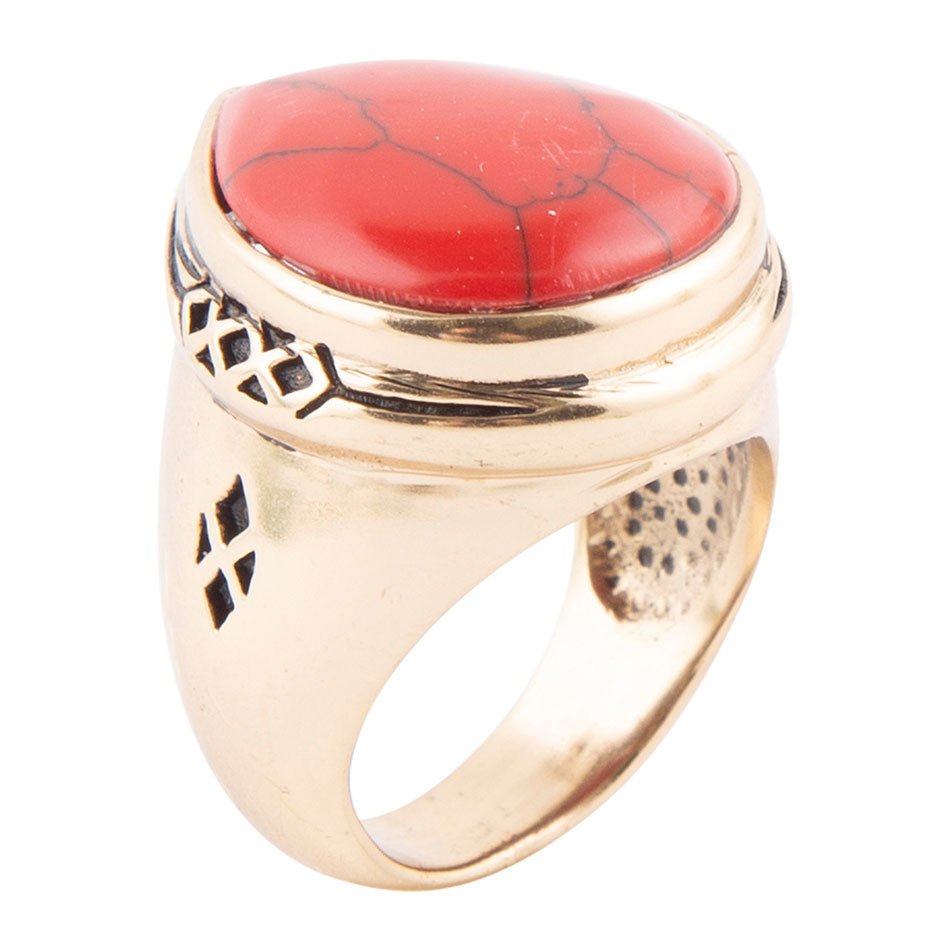 Red Howlite Golden Teardrop Ring | Rings | Wiccan Center