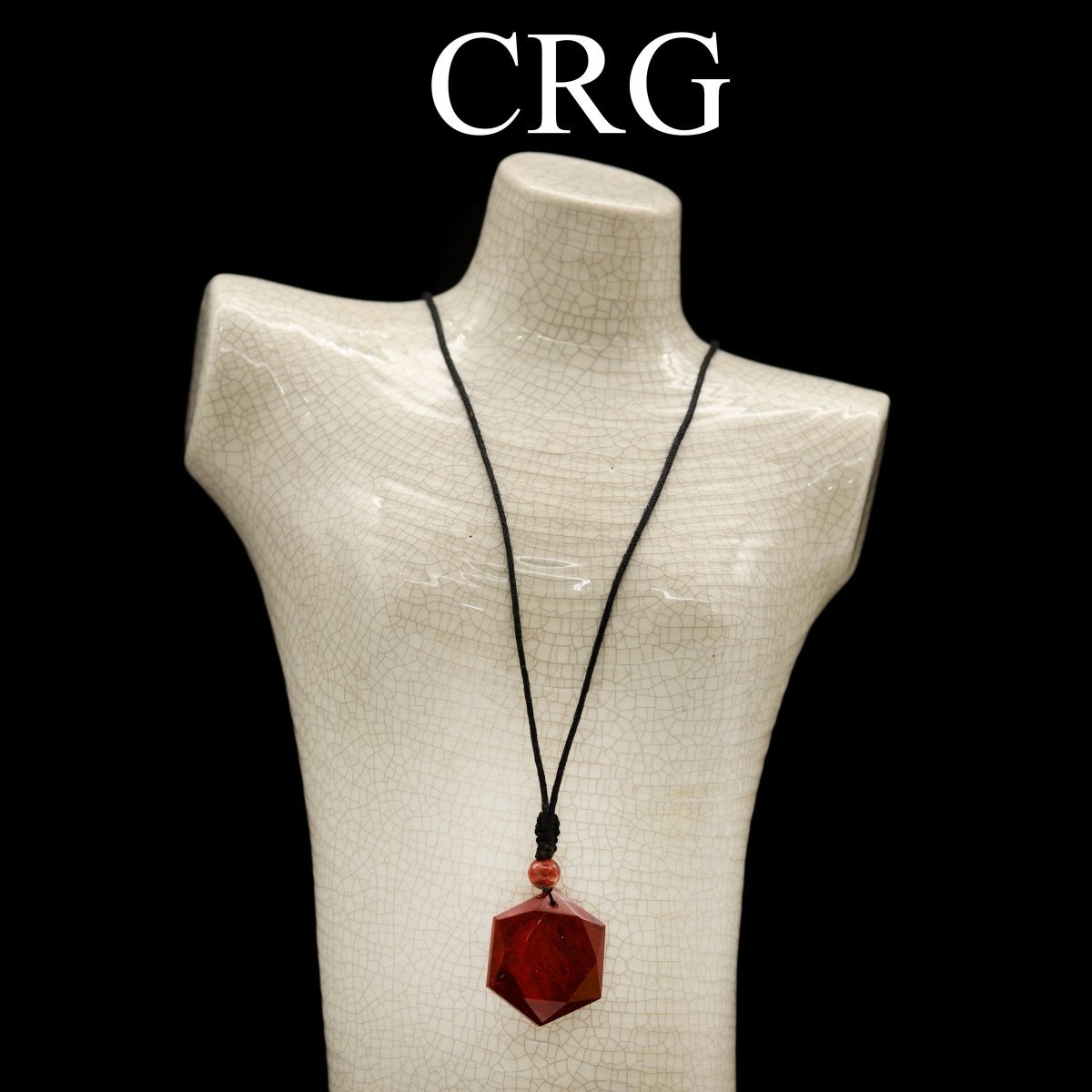 Red Jasper Faceted Hexagon Pendant with Black Cord (4 Pieces) Size 1 Inch