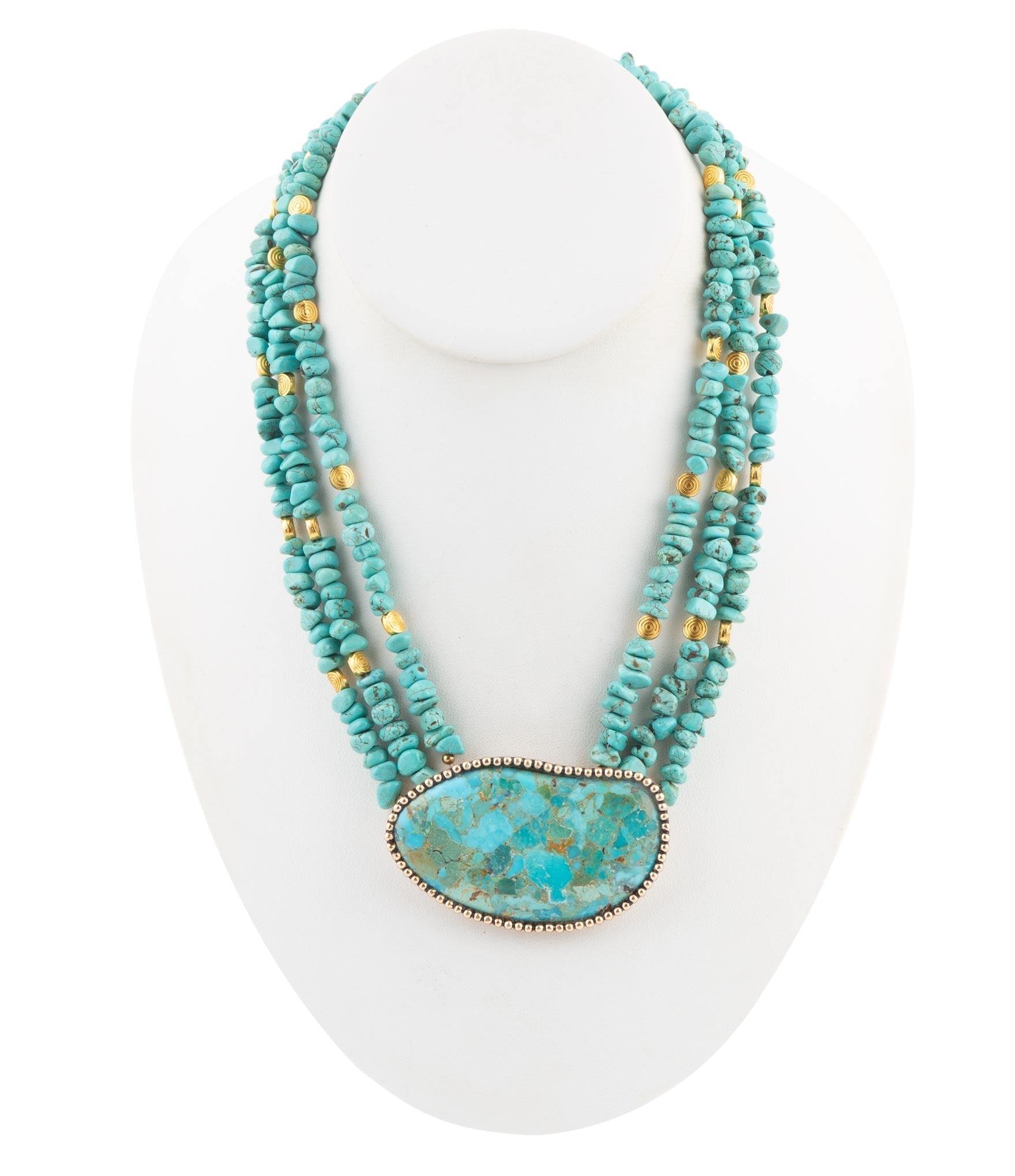 Refined Blue Turquoise Golden Statement Necklace | Necklaces | Wiccan Center