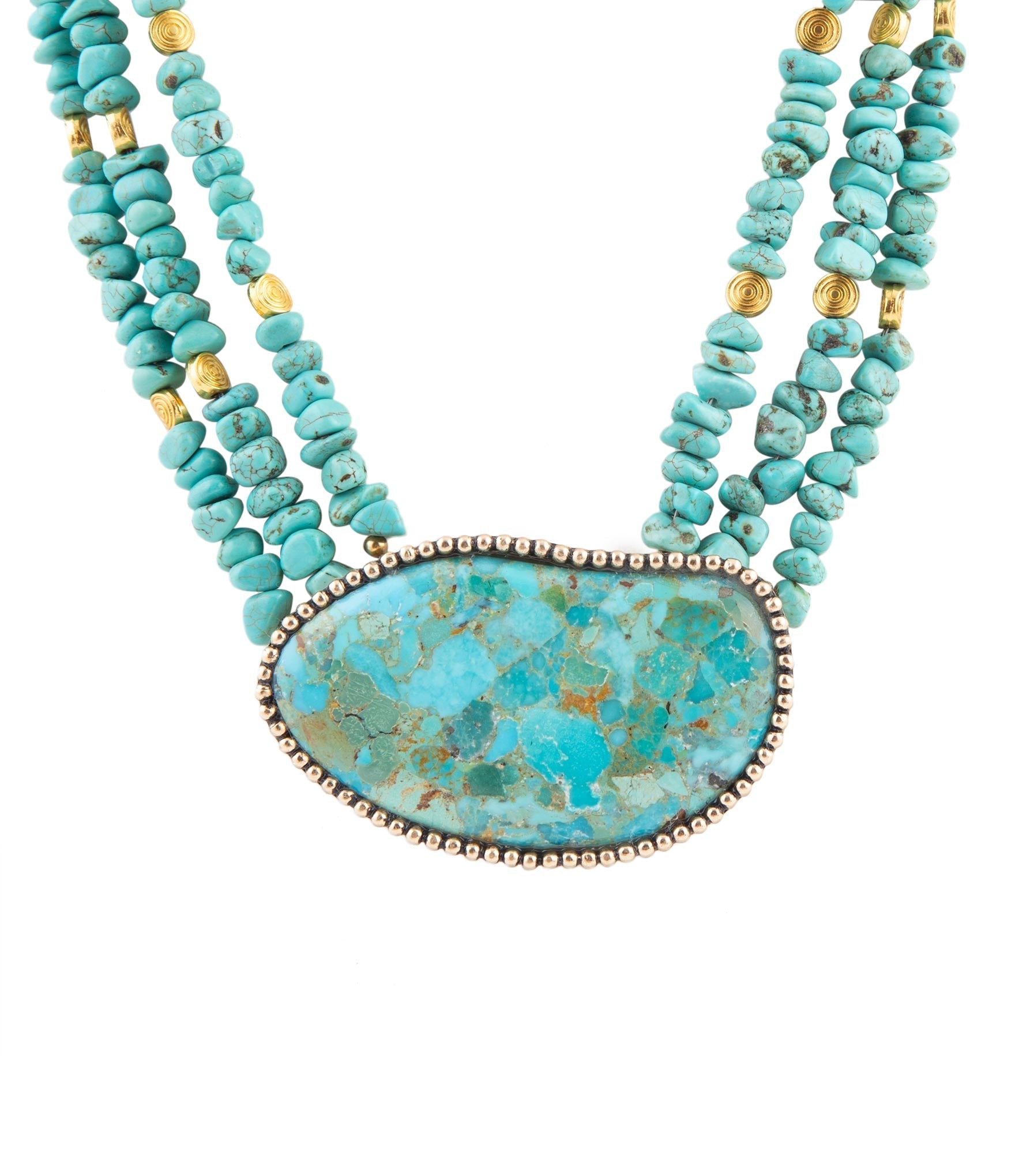 Refined Blue Turquoise Golden Statement Necklace | Necklaces | Wiccan Center