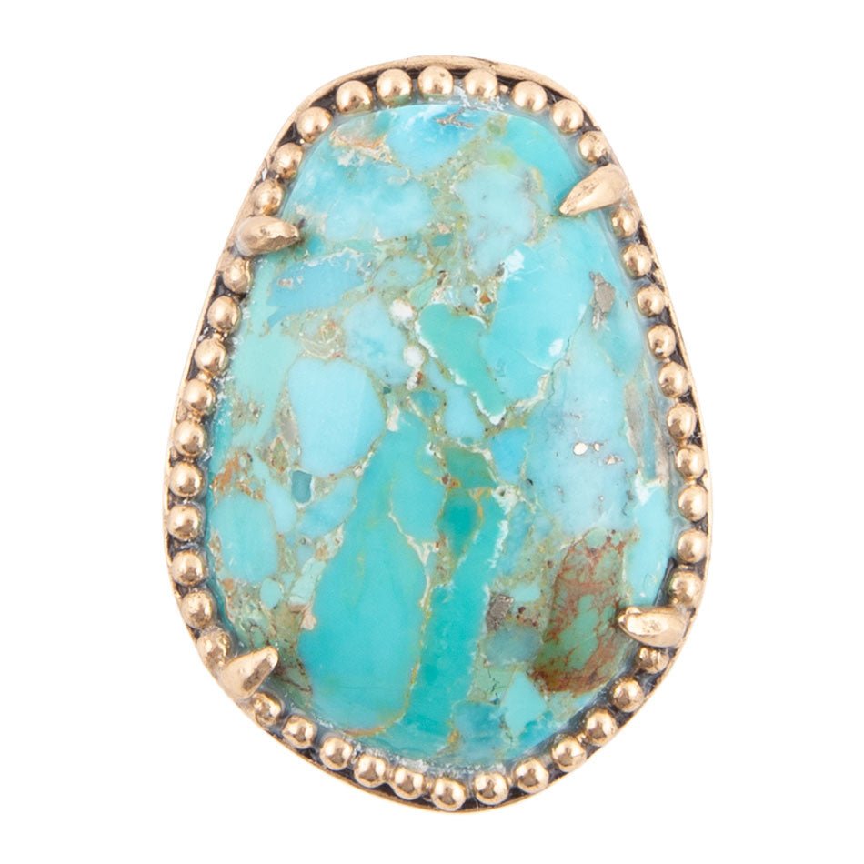 Refined Blue Turquoise Golden Statement Ring | Rings | Wiccan Center