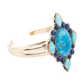 Regal Blue Apatite Mixed Stone Golden Cuff Bracelets | Bracelets | Wiccan Center