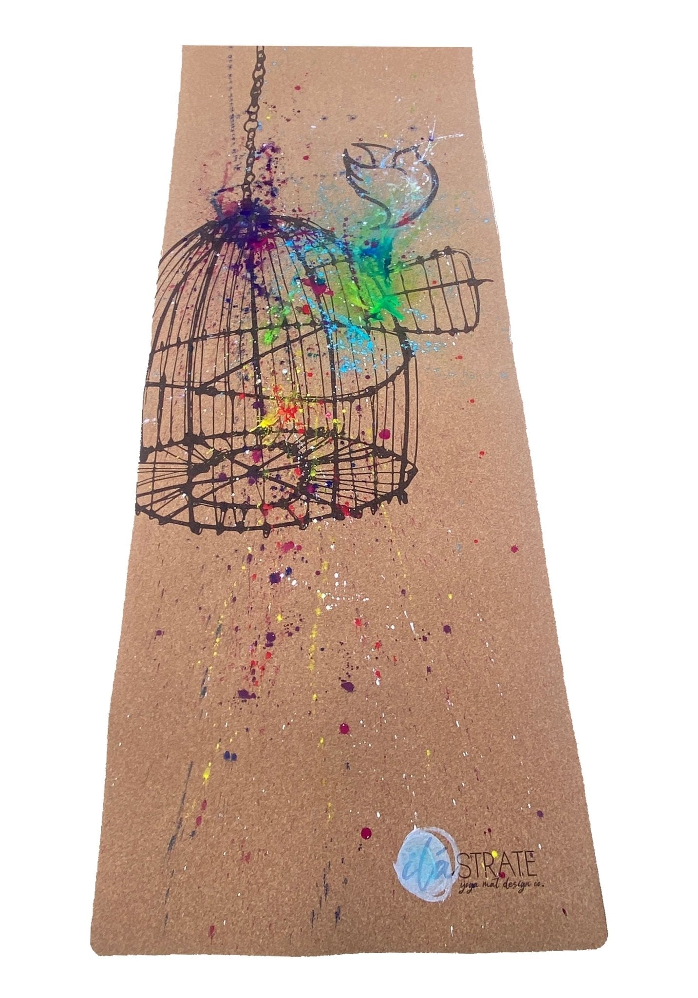 Release WANDERER Hand Painted Cork TRAVEL Yoga mat | Yoga Mat - Hand Painted | Wiccan Center