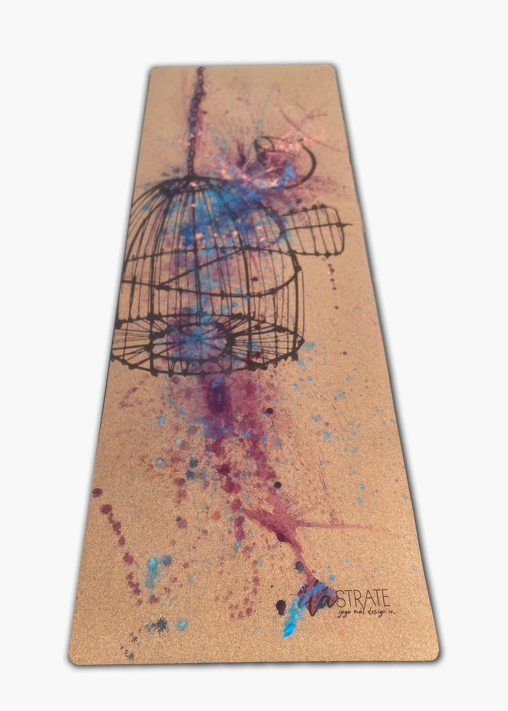 Release WANDERER Hand Painted Cork TRAVEL Yoga mat | Yoga Mat - Hand Painted | Wiccan Center