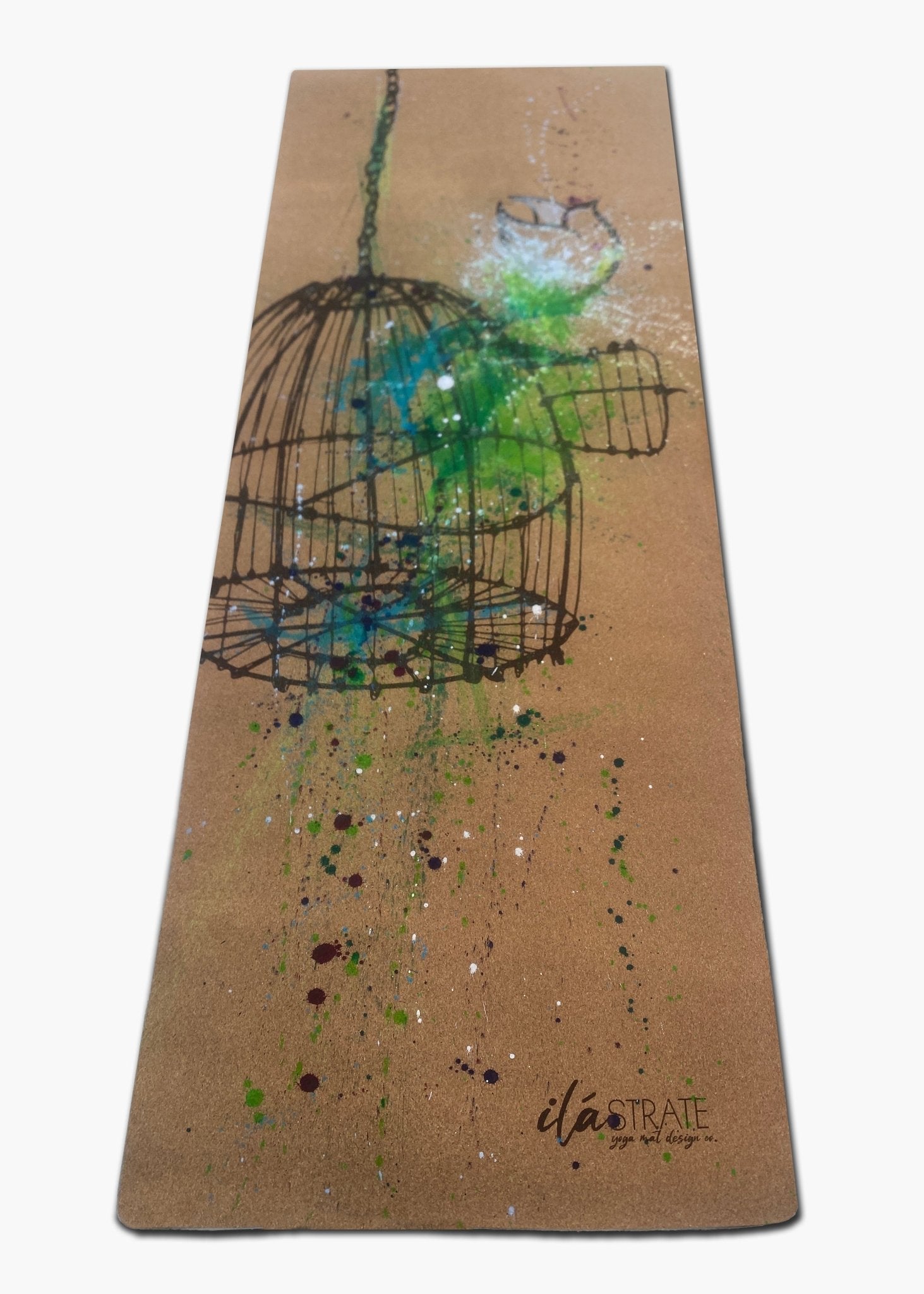 Release WANDERER Hand Painted Cork TRAVEL Yoga mat | Yoga Mat - Hand Painted | Wiccan Center