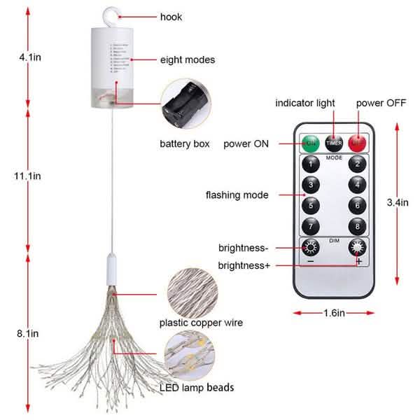 Remote Control Waterproof Christmas Fireworks LED String Lights | String & Fairy Lights | Wiccan Center