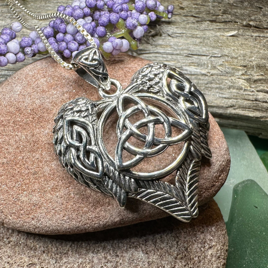 Celtic Raven Lovers Necklace in Sterling Silver