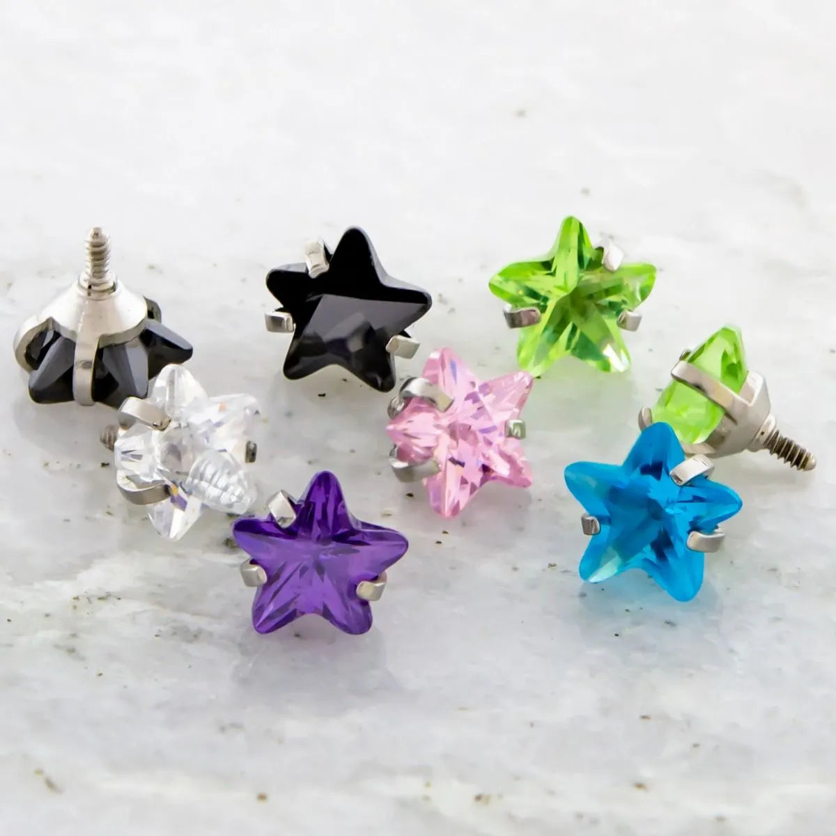 16G/18G Steel Internally Threaded End- Gem Star | Body Jewelry | Wiccan Center