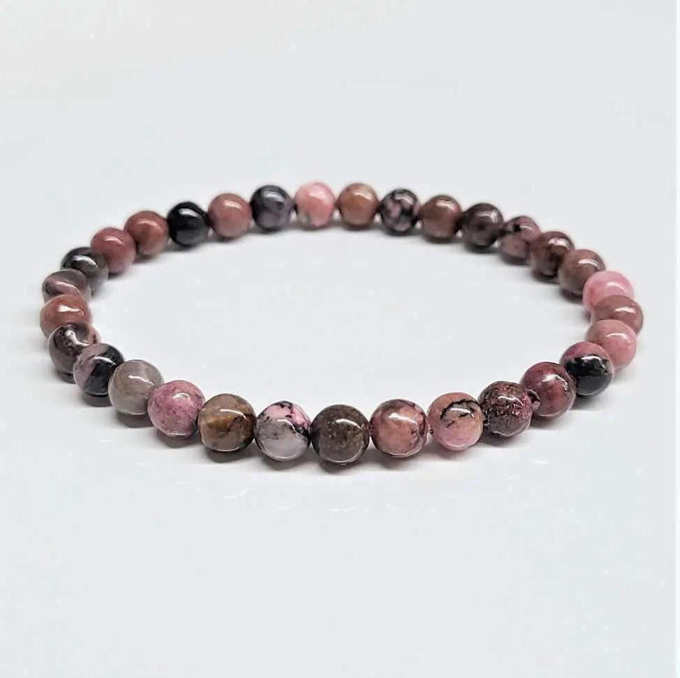 Rhodonite Round Bead Bracelet - Anxiety Calmer | Bracelets | Wiccan Center
