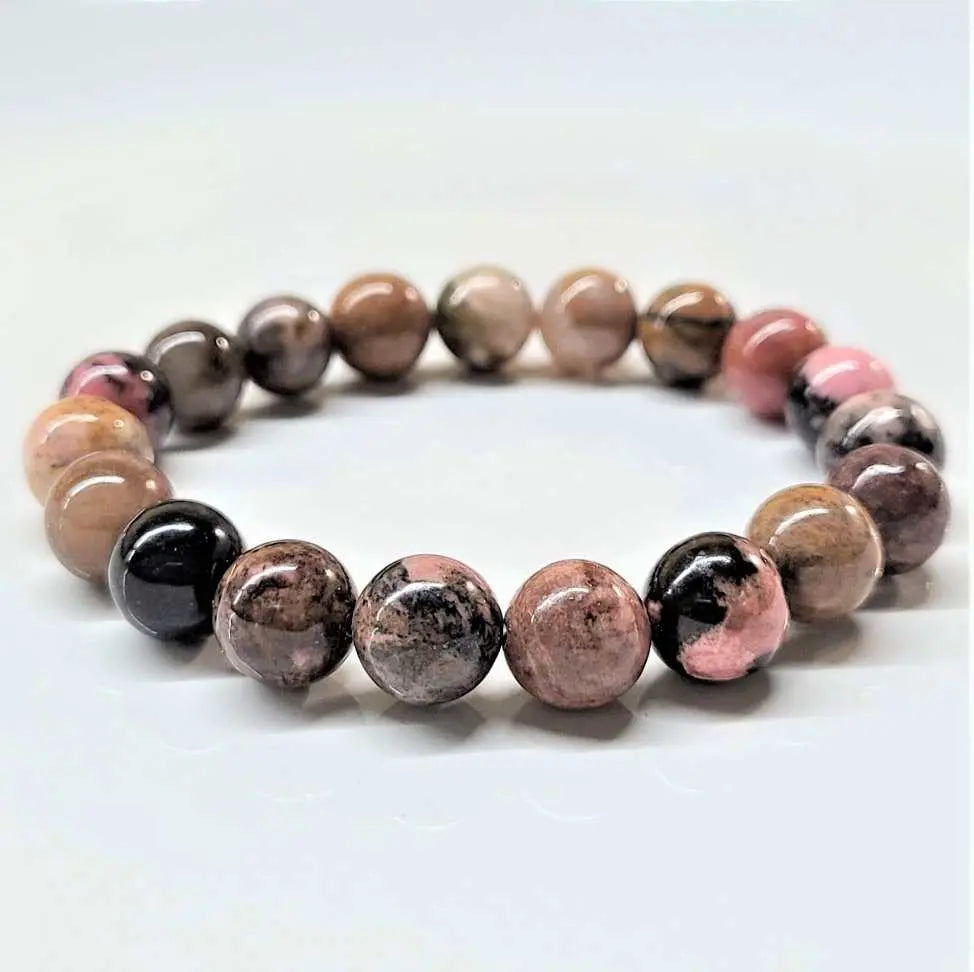 Rhodonite Round Bead Bracelet - Anxiety Calmer | Bracelets | Wiccan Center