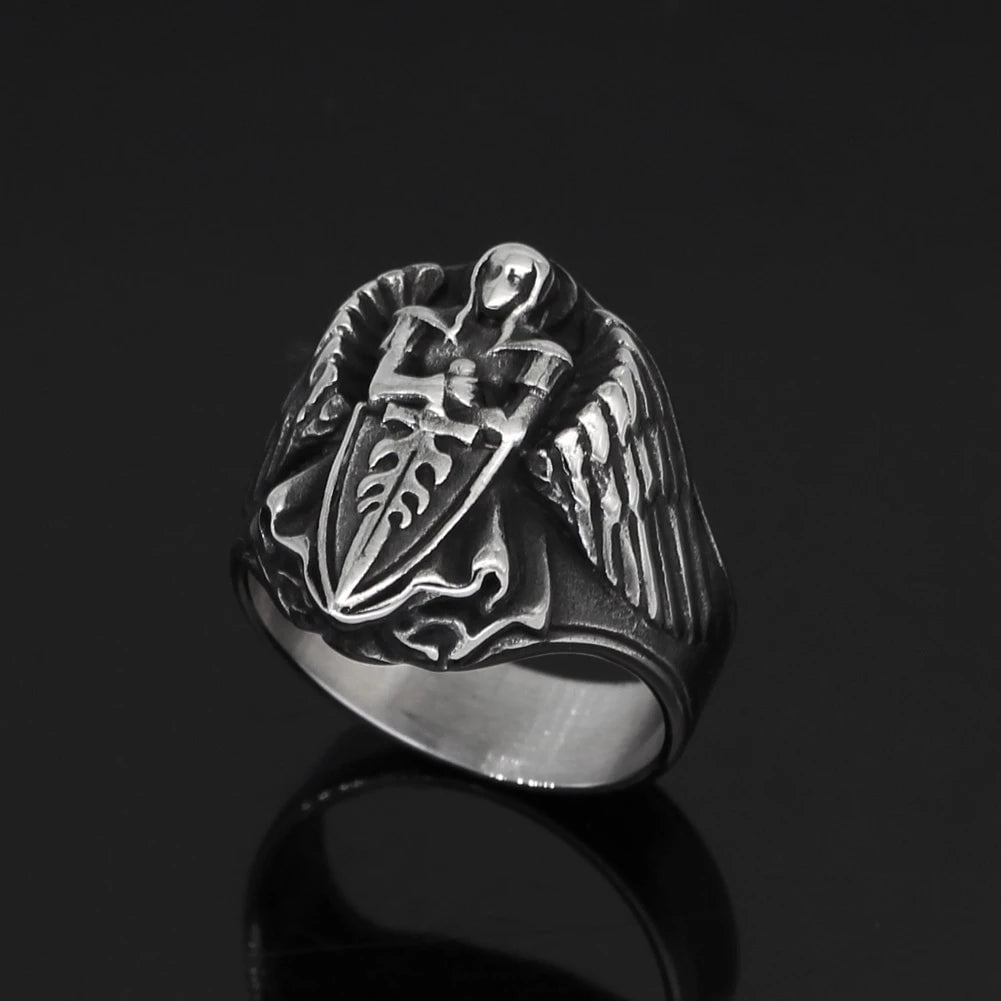 Roman St.Michael Archangel Stainless Steel Ring | Ring | Wiccan Center