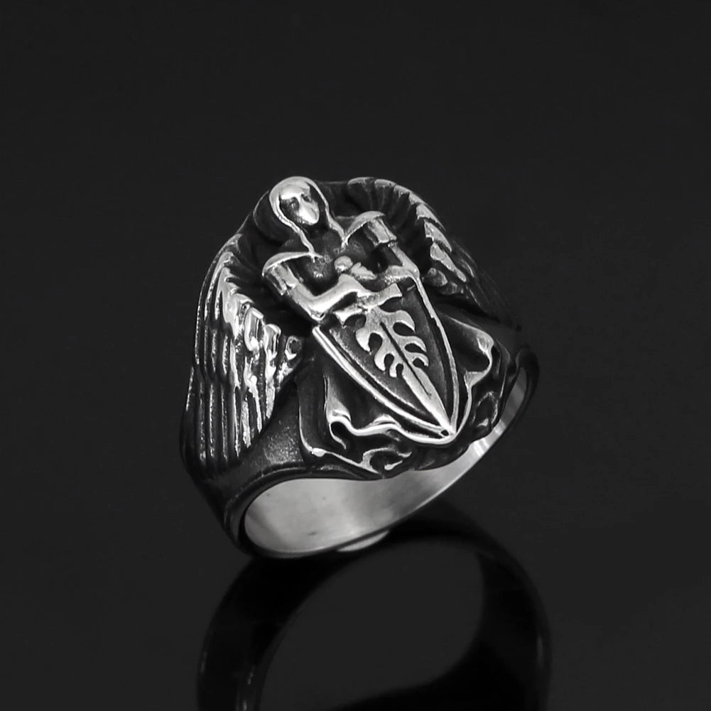 Roman St.Michael Archangel Stainless Steel Ring | Ring | Wiccan Center