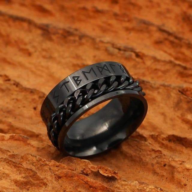 Viking Nordic Runes Solid Stainless Steel Ring | Rings | Wiccan Center