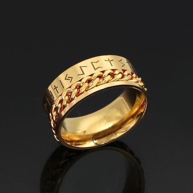 Viking Nordic Runes Solid Stainless Steel Ring | Rings | Wiccan Center