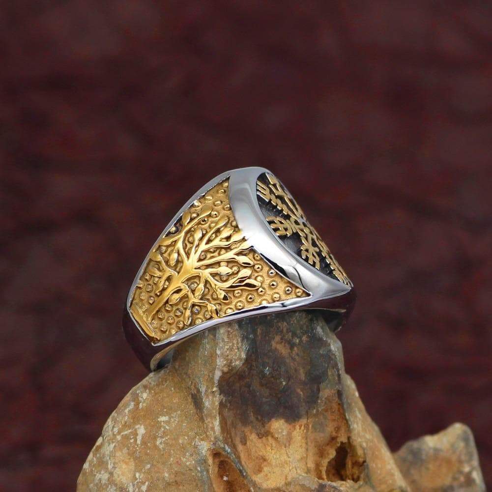 Viking Vegvisir Tree of Life Stainless Steel Ring | Rings | Wiccan Center