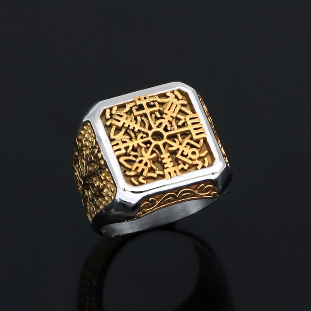 Viking Vegvisir Yggdrasil Solid Stainless Steel Ring | Rings | Wiccan Center