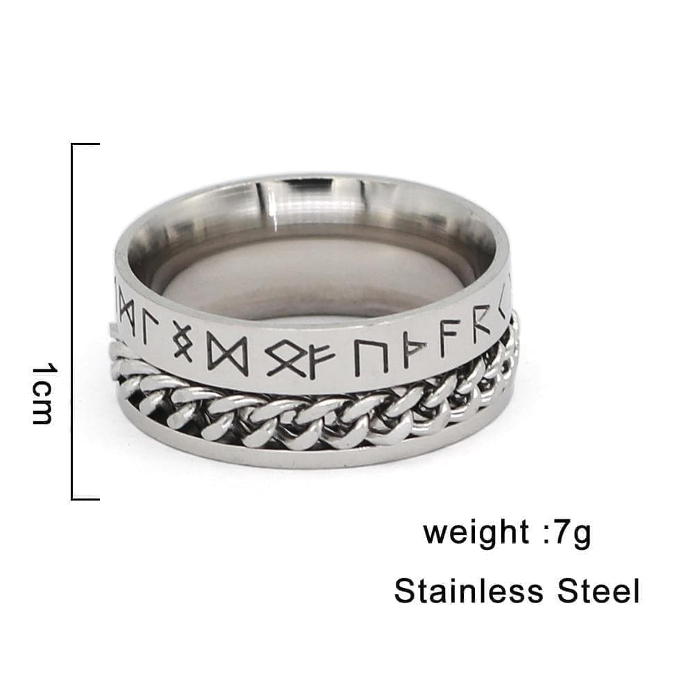 Viking Nordic Runes Solid Stainless Steel Ring | Rings | Wiccan Center