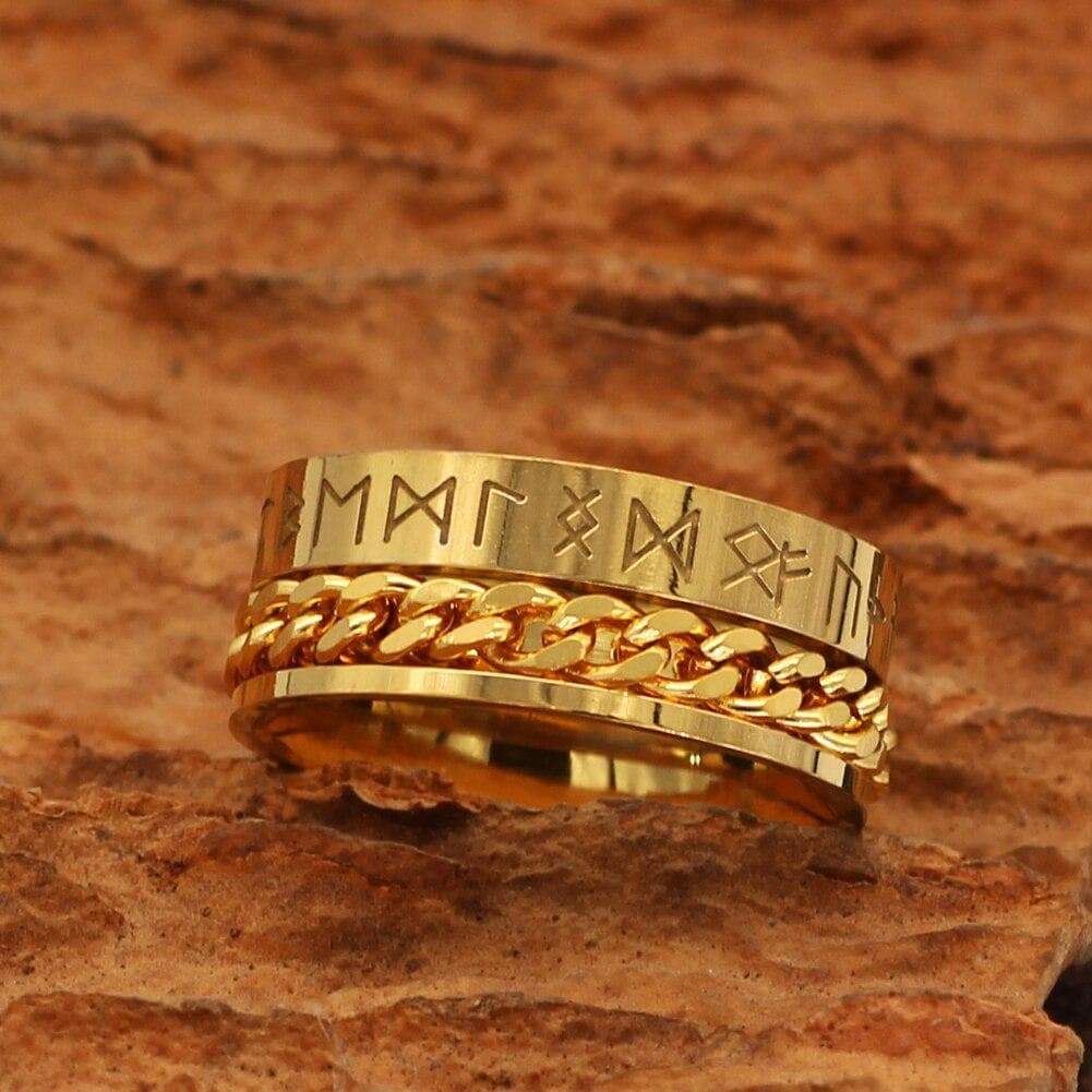 Viking Nordic Runes Solid Stainless Steel Ring | Rings | Wiccan Center