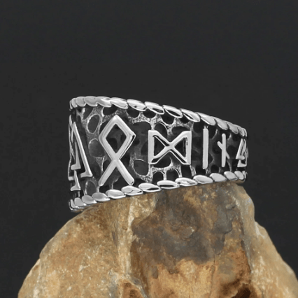 Vikings Runes and Valknut Stainless Steel Ring | Rings | Wiccan Center
