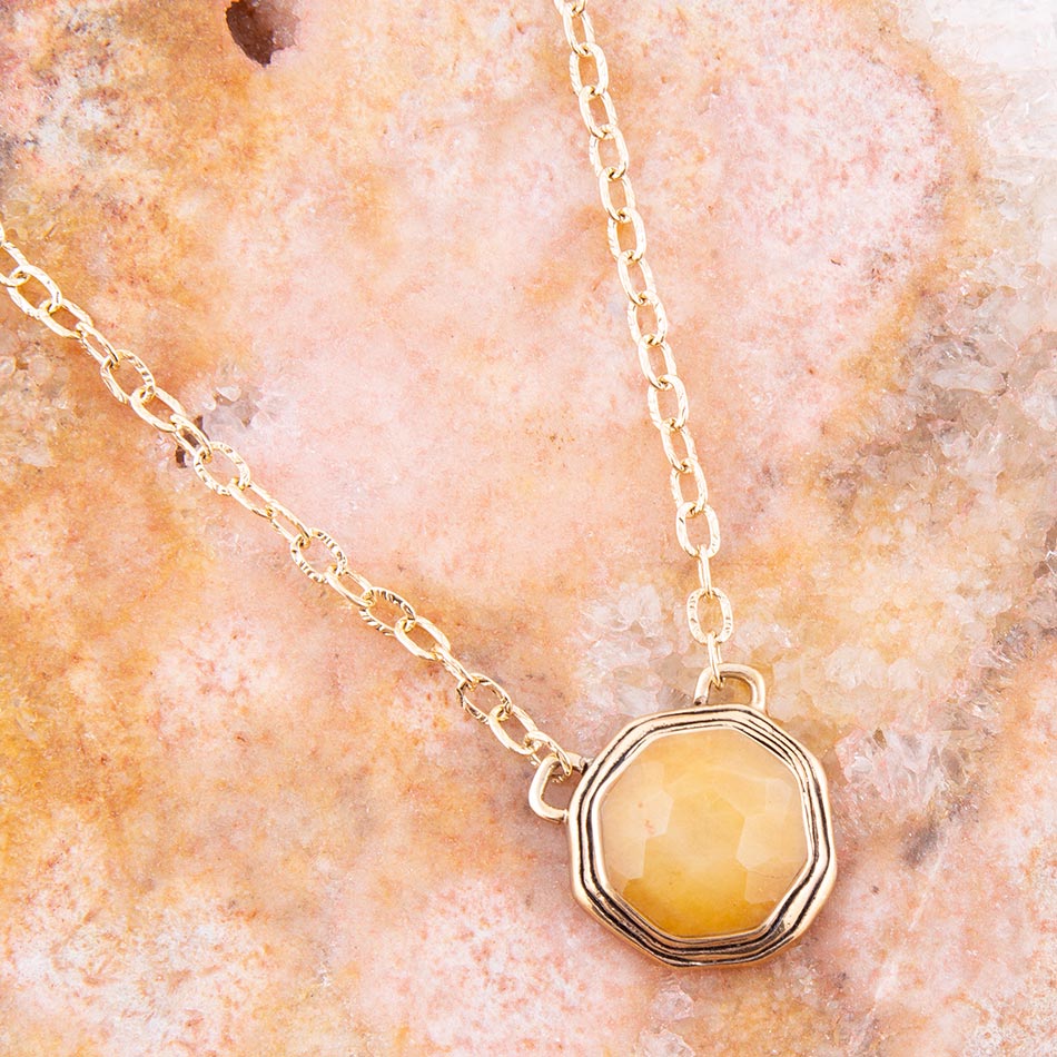 River Rocks Yellow Quartz and Golden Bronze Necklace | Necklaces | Wiccan Center