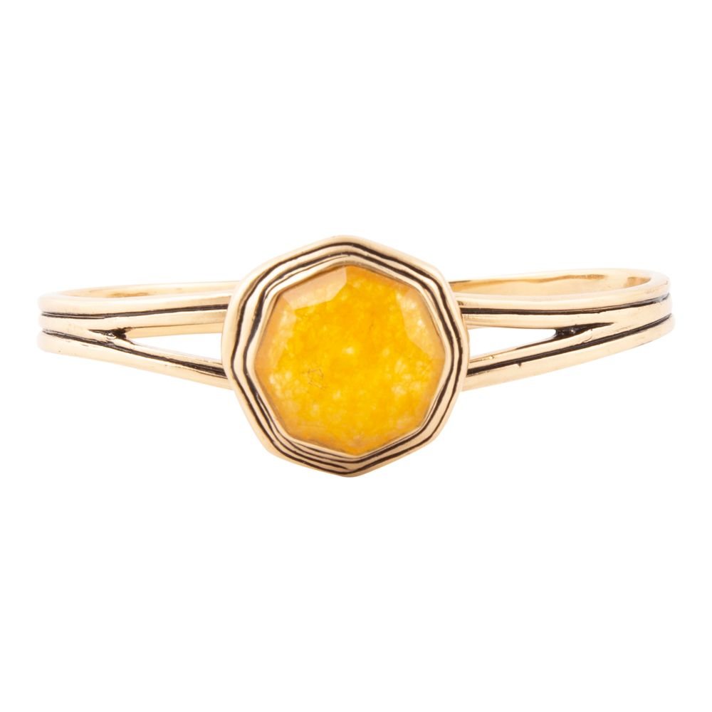 River Rocks Yellow Quartz and Golden Cuff Bracelet | Bracelets | Wiccan Center