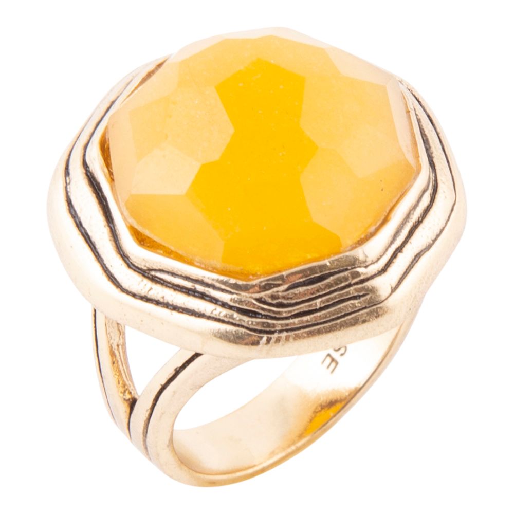 River Rocks Yellow Quartz Golden Statement Ring | Rings | Wiccan Center