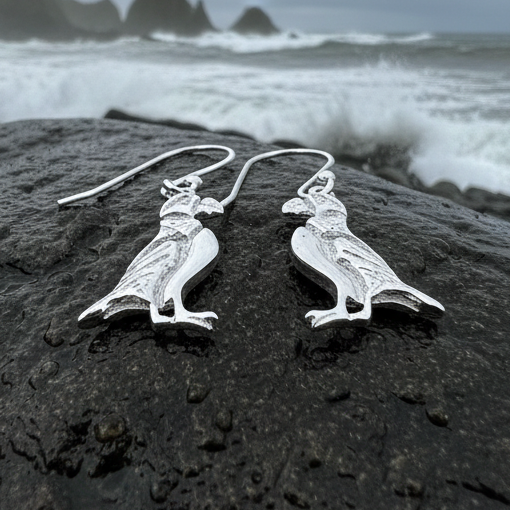 Orkney Puffin Earrings in Sterling Silver | Dangle Earrings | Wiccan Center